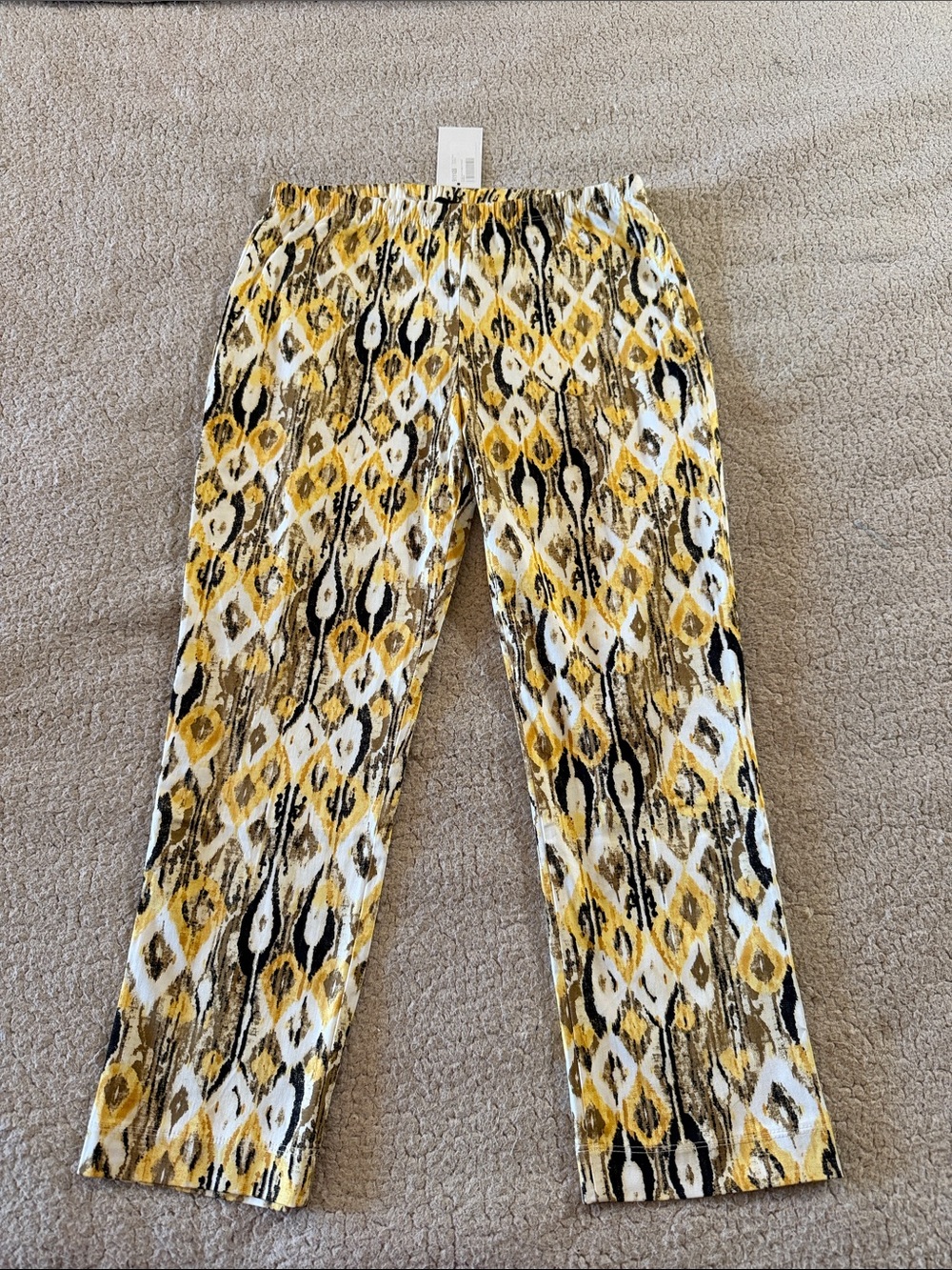 Karen Kane Sunset Hollywood Yellow, Black & White Patterned Capris Size 8 New